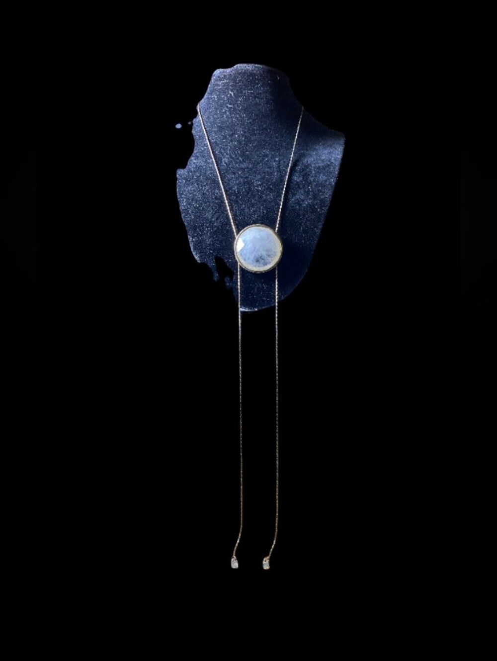 Silver-Tone White Moon Stone Lariat Necklace - Women Jewelry